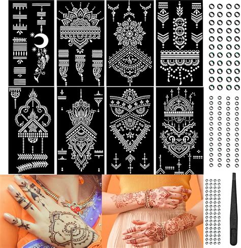 Divawoo 12 Sheet Henna Tattoo Stencils Hand Temporary 42 Off