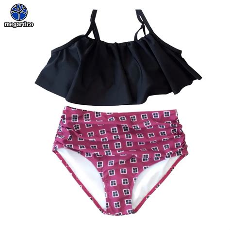Megartico bikini de cintura alta para mujer conjunto de bikini de talla grande traje de baño