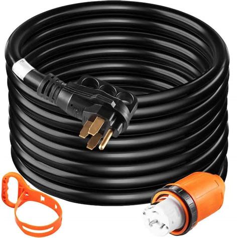 Vevor 50 Ft 50 Amp 250 Volt 12 000 Watt Black Cable Generator Power Cord Etl Listed Extension