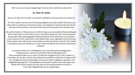 Pilzfreunde Odenwald Wir Trauern Um Dr Peter Sattler