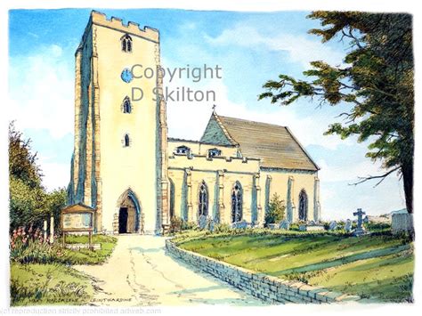 Leintwardine Church St Mary Magdalene watercolour as a greeting card ...