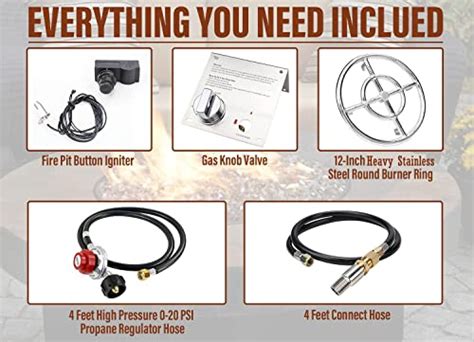 Uniflasy 12 Fire Pit Ring Burner Kit Stainless Steel Propane Gas