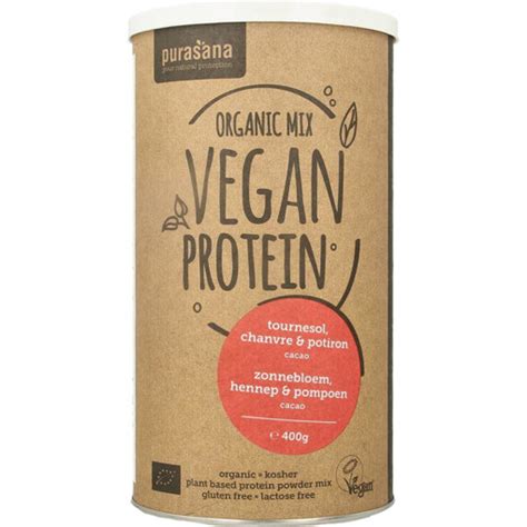 Purasana Vegan Protein Mix Pumpkin Sunflower Hemp Cacao 400g Kopen