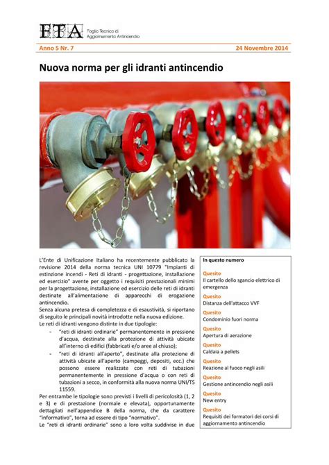 Pdf Nuova Norma Per Gli Idranti Antincendio Pressione Di Prova