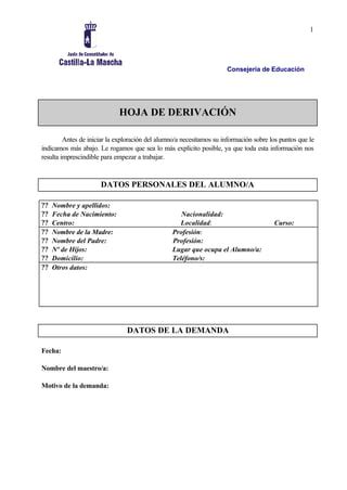 Modelo hoja de derivación PDF