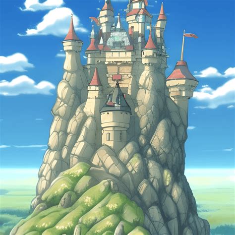 2D Illustration Of A Castle In The Sky By Hayao Miyazaki Creative Fabrica