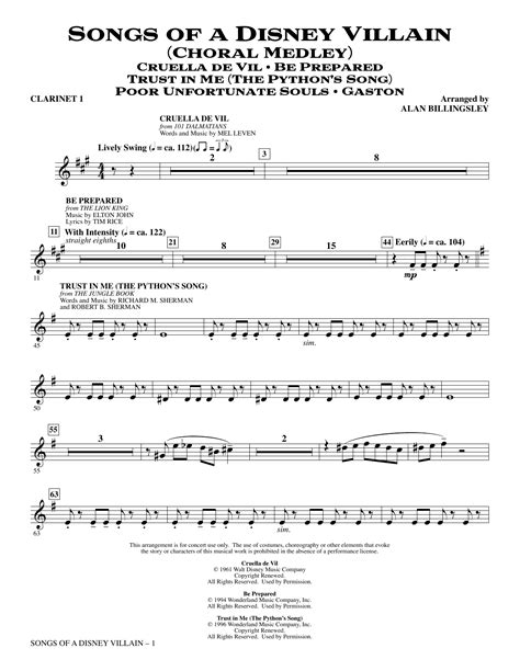 Disney Clarinet Sheet Music Easy