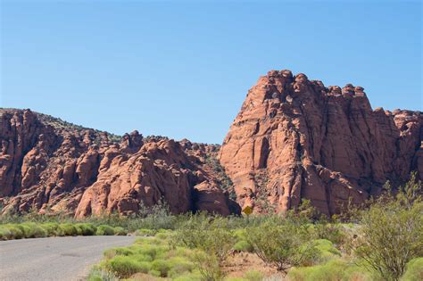 Free Picture Sandstone Landscape Road Tree Sky Desert Cliff