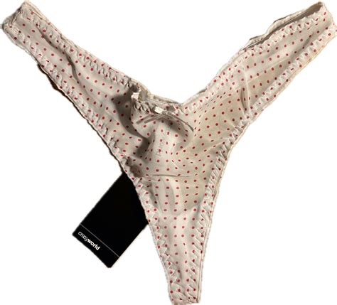 String Tanga Gr L Wei Mit Roten Punkten Polka Dot Leicht