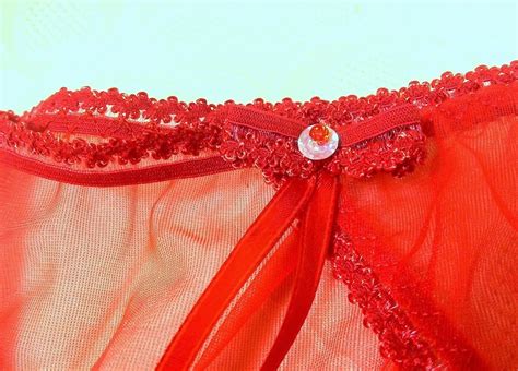 Super Sheer Nylon String Bikini Panties Red Fetish Delight Etsy Israel