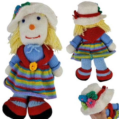 Unbranded Toys Sally Scarecrow Knitted Doll Handmade Jean Greenhowe