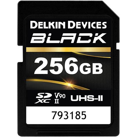 Delkin 256GB BLACK SDXC UHS-II V90 U3 Class 10 Card, 300MB/s read and ...
