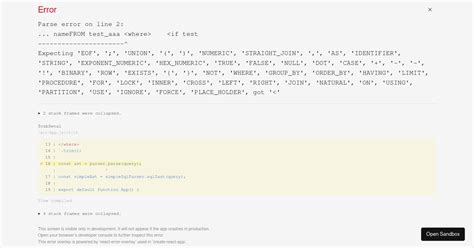 Js Sql Parser Forked Codesandbox