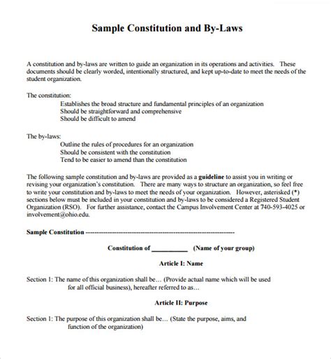 Nonprofit Bylaws Template Free