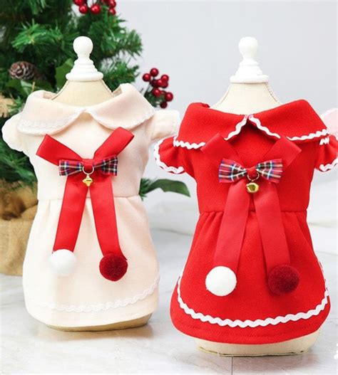 Adorable Christmas Dress for Small Dogs About 3-25 Pounds. Red or Beige ...