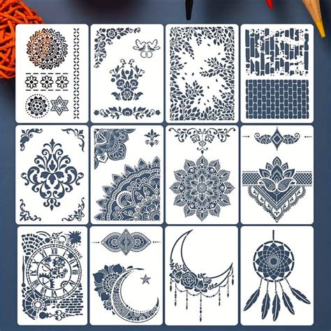 11 88x8 4inch 12 Kinds Of Mandalas Diy Stencil Wall Painting