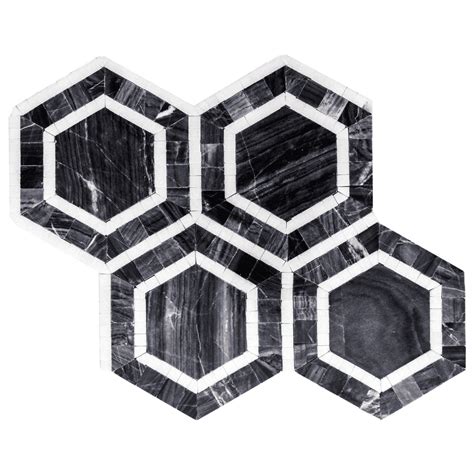 The Tile Life Santorini Roman Hex 6x6 Hexagon Marble Mosaic Tile Carrara 4x4 Sample