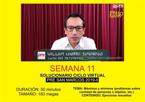 Solucionarios De La Pre San Marcos Habilidad Matem Tica Semana Pre