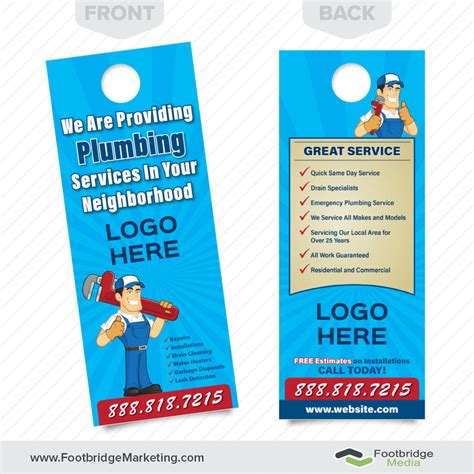 Door Hangers For Plumbers Designed And Printed Free Shipping