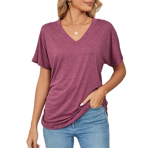 Women S T Shirt 3d Simple Solid Color Printing V Neck Tops Summer Retro