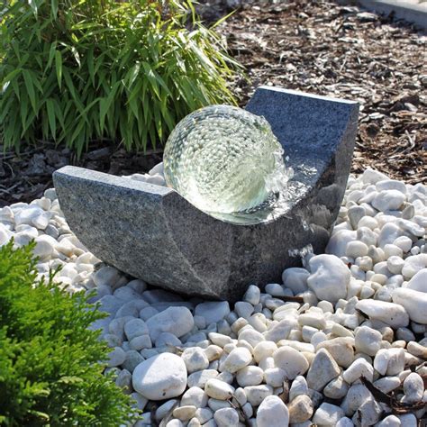 Clgarden Granit Springbrunnen Sb Mit Drehender Glaskugel Und Led