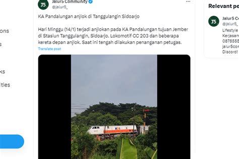 Foto Ka Pandalungan Anjlok Di Dekat Stasiun Tanggulangin Sidoarjo