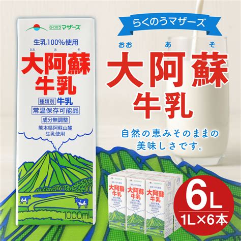 らくのうマザーズ 大阿蘇牛乳 1l紙パック 12本 6本×2ケース テトラ ブリック 大容量 1000ml 1リットル牛乳 ぎゅうにゅう