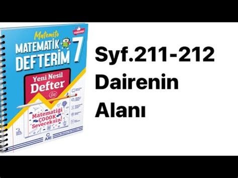 7 SINIF MATEMİTO S 211 212 DAİRENİN ALANI YouTube