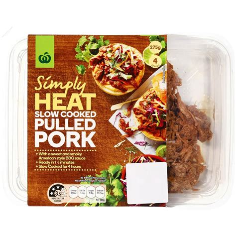 Woolworths Simply Heat Slow Cooked Pulled Pork With American Bbq Sauce 275g Woolworths