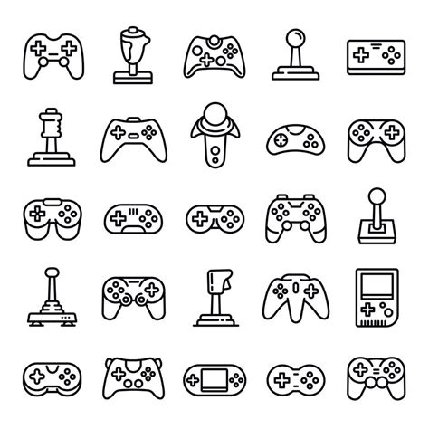 Joystick Icons Set Outline Style Vector Art At Vecteezy