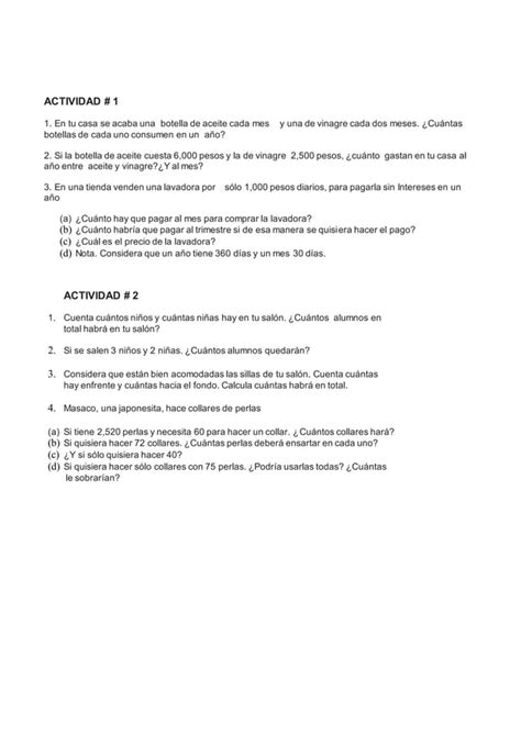 Actividad Matematica Pdf