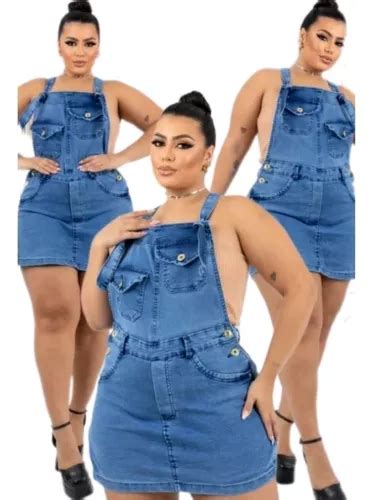 Macacão Jardineira Jeans Feminina Short Saia Mood Plus Size Frete grátis