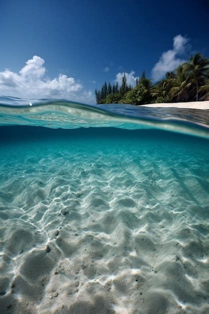 Hay Una Vista De Una Playa Con Un Barco En El Agua Ai Generativa Foto