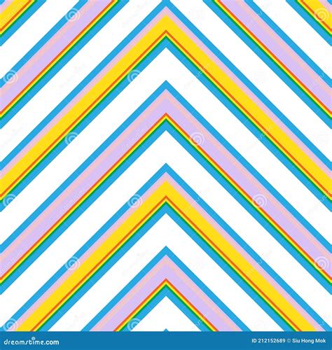 Rainbow Chevron Diagonal Stripes Seamless Pattern Background Stock