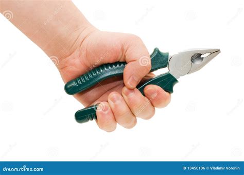 Pliers In The Hand Isolated Over White Stock Photo Image Of Fingers