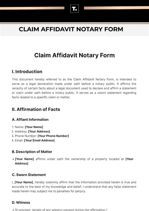 Free Claim Affidavit Notary Form Template Edit Online And Download