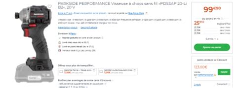 Parkside Performance Visseuse Chocs Sans Fil Pdssap Li