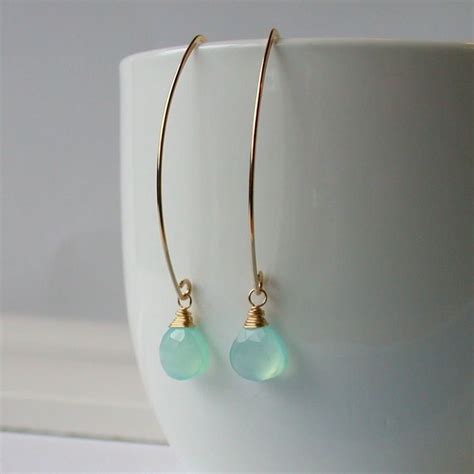 Chalcedony Curving Chalcedony Gemstones Threader Earrings Gemstone