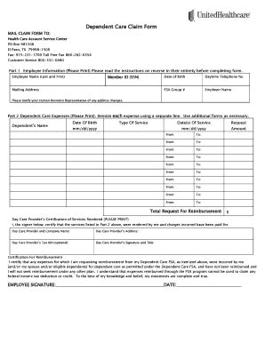 Fillable Online Dependent Care Claim Form Uhctoolscom Fax Email Print