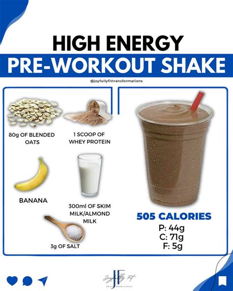 High energy and protein pre-workout shake | Pre workout shake, Pre workout protein shake ...