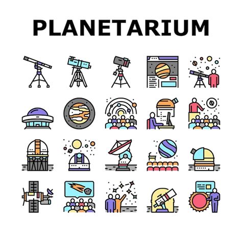 Conjunto De Iconos De Colecci N De Equipos De Planetario Vector