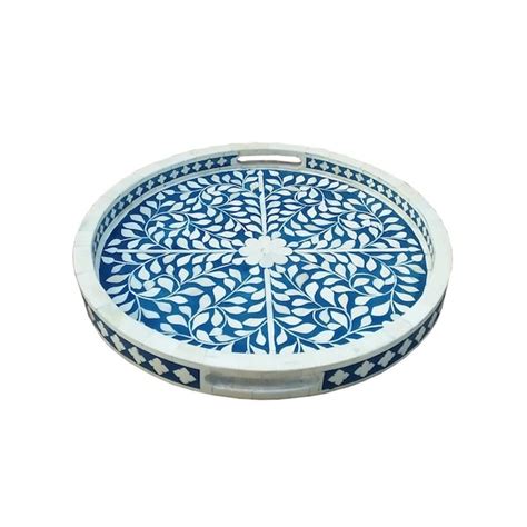 Bone Inlay Round Serving Tray Etsy