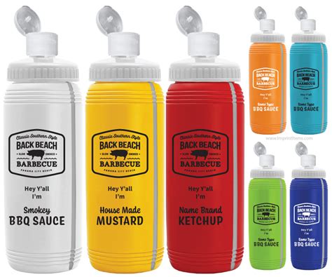 Custom Printed Condiment Bottles Bbq Sauce Salsa Ketchup Mustard