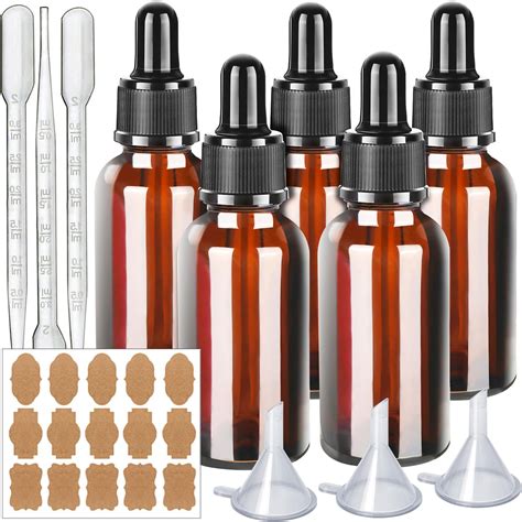 Lanbeautify 1 Oz Glass Dropper Bottles 6 Pack Eye Dropper Bottles With Funnels