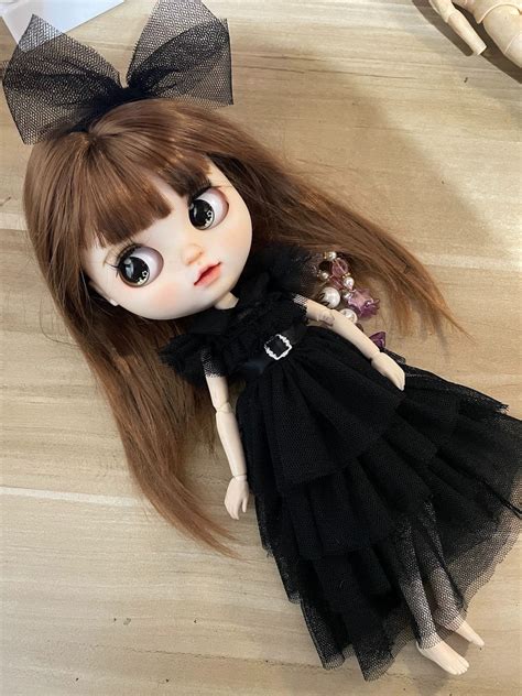 Handmade Blythe Doll Clothes Wednesday Cosplay Halloween Party Dress