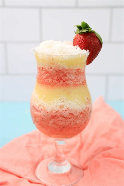 Pineapple Coconut Rum Slush With Strawberries