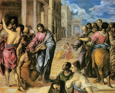 The Miracle Of Christ Healing The Blind Painting By El Greco