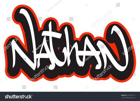 Nathan Graffiti Font Style Name Hiphop Stock Vector 139576772