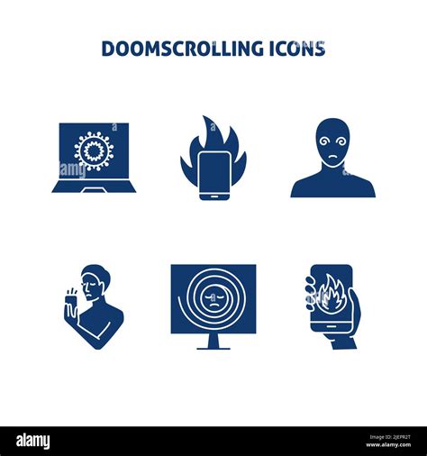 Conjunto De Iconos Del Concepto De Desplazamiento Doom Malas Noticias