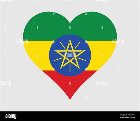 Ethiopia Heart Flag Ethiopian Love Shape Country Nation National Flag